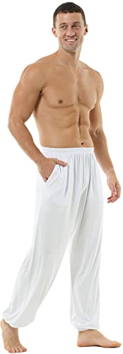 Hoerev Super Soft Modal Spandex Harem Pantalones De Pilates De Yoga，Blanco，XL