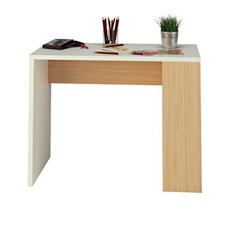 HOGAR24 ES | Mesa Escritorio con Estanteria | Mesa de Estudio | Color Blanco y Roble | Medidas: 100 x 50 x 75 cm
