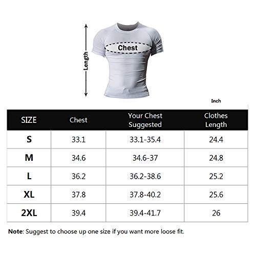 Hombres Apretado Compresión Capa Base Manga Corta Camiseta Culturismo Tops Poliéster y Spandex Negro M