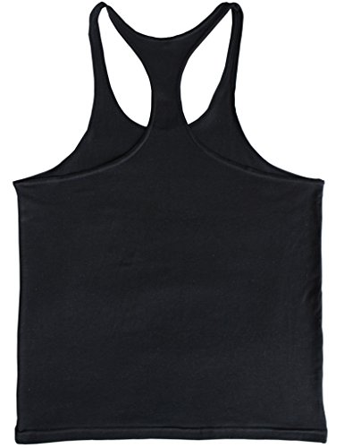 Hombres Culturismo Camiseta sin Mangas Larguero Gimnasio Ejercicio Aptitud Chaleco Algodón MA Negro S
