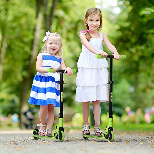 HOMCOM Patinete para Niños de +3 Años Plegable 67,7x34x79,5-89,5 cm Scooter de 2 Ruedas con Manillar Altura Ajustable Freno Posterior y Pedal Antideslizante Carga 50 kg Verde