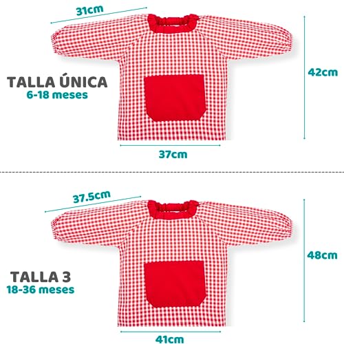 HOMYBABY® Babi escolar infantil para guarderia y colegio - Bata para niño o niña - Baby fácil de poner y quitar con bolsillo y puños cerrados
