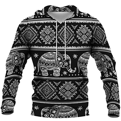 Honestyivan - Sudadera con capucha para hombre, diseño vintage con capucha de manga larga, estampado colorblock otoño invierno ligero cálido con cordón de sujeción suéter chaqueta suéter para hombre