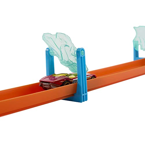 Hot Wheels Track Builder Pack Choque de hielo Pista para coches de juguete, incluye 1 vehículo, +6 años (Mattel HKX40)