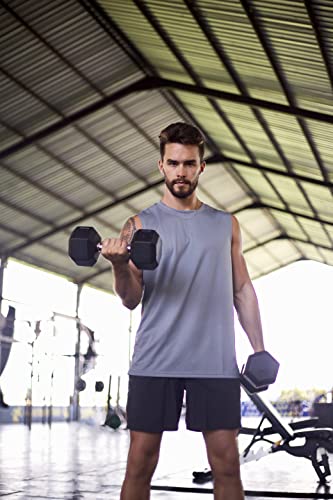 HUAKANG Paquete de 5 Camiseta Tirantes para Hombre Secado rápido Gimnasio Ropa Deportiva Camiseta sin Mangas para Entrenamiento Running(511-Black Gray Green Navy Blue-L)