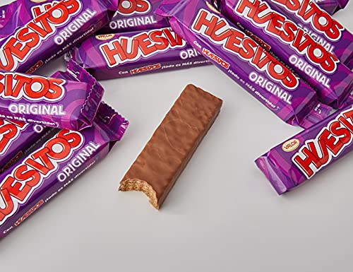 Huesitos Original - Crujientes Barritas de Barquillo cubierto de Chocolate con Leche y con Relleno de Cacao (36%). Snack ideal para llevar - 6 x 20 Gramos