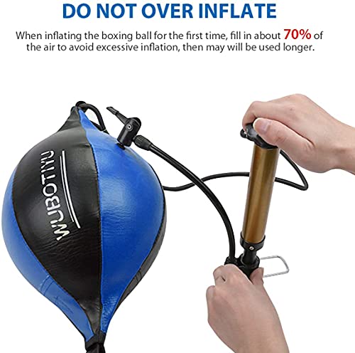 HUINING - Pelota de Velocidad Universal de Cuero de Doble Extremo para Boxeo, MMA, Muay Thai – Bolsa de Arena para Entrenamiento de Techo (Negro y Azul)