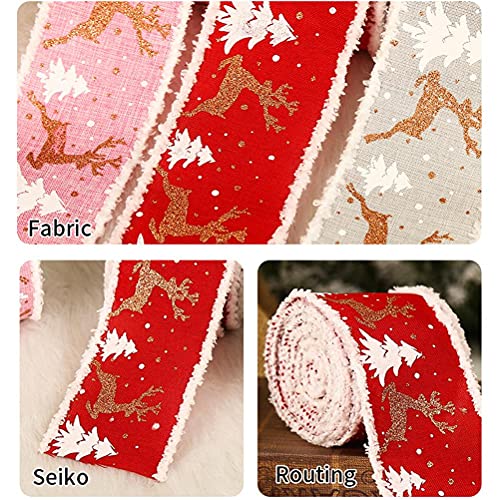 HUSHUI Cinta de Navidad Ancha Cinta de Navidad de 5 Metros de Ancho para Envolver Regalos Cintas Anchas para Tartas de Navidad Árbol Coronas Tarjetas Decoraciones