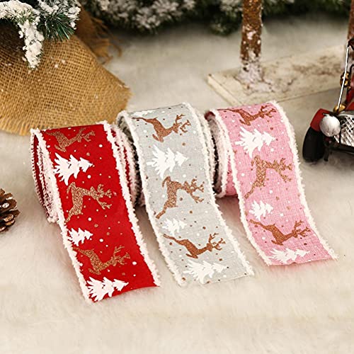 HUSHUI Cinta de Navidad Ancha Cinta de Navidad de 5 Metros de Ancho para Envolver Regalos Cintas Anchas para Tartas de Navidad Árbol Coronas Tarjetas Decoraciones