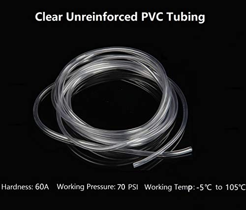 Hyber&Cara Tubo flexible transparente de PVC de grado alimenticio de 8 mm de diámetro interno x 11 mm de diámetro externo para tubería de aire de agua de 5 metros con 2 abrazaderas de manguera