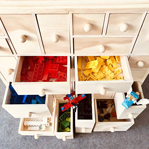 HYGGEHAUS Organizador de arte y almacenamiento, organización de manualidades de 24 cajones, cómoda de gabinete de boticario, madera de pino maciza, L: 12.5x14.5x4 pulgadas