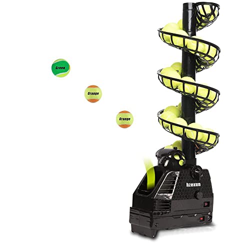hzexun Máquina Lanzadora de Pelotas de Tenis Máquinas de Proyección de Pelota de Tenis Tenis Máquina Ligero Enchufe/Baterías 30 Bolas Ajustable y Portátil con Oscilación