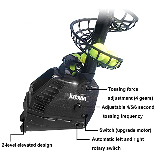 hzexun Máquina Lanzadora de Pelotas de Tenis Máquinas de Proyección de Pelota de Tenis Tenis Máquina Ligero Enchufe/Baterías 30 Bolas Ajustable y Portátil con Oscilación