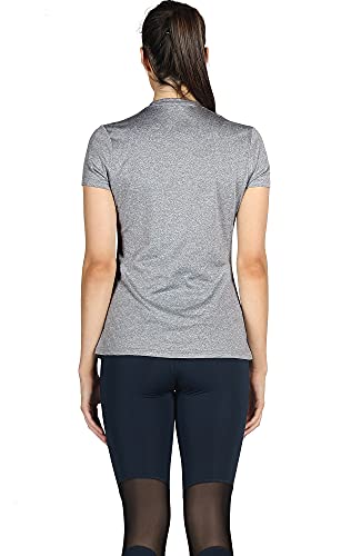 icyzone Camiseta de Fitness de Manga Corta para Mujer, Pack de 3 (M, Negro/Granito/Verde)