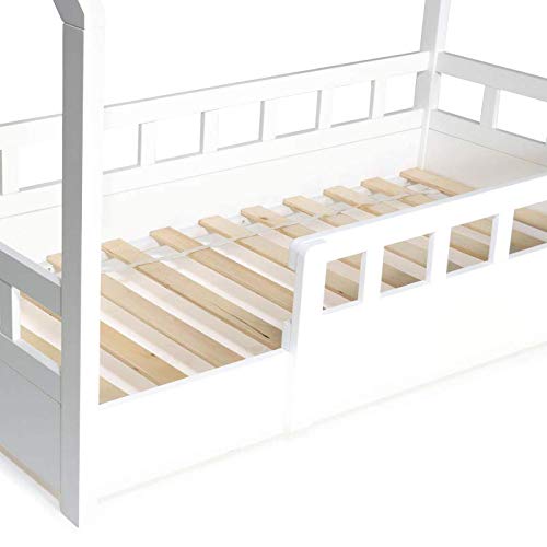 IDMarket – Cama cabaña 80 x 160 cm, color blanco