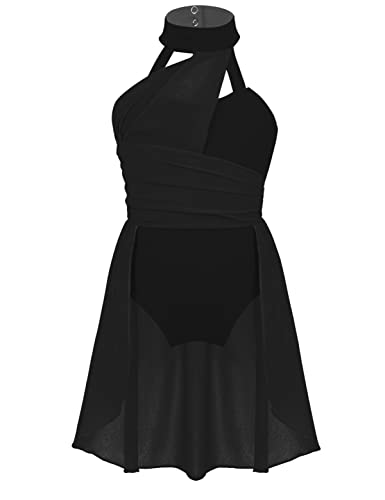 IEFIEL Vestido de Danza Ballet para Niña Sin Manga Vestido Tul de Danza Lírica Clásica Maillot de Gimnasia Rítmica Patinaje Disfraz de Bailarina 6-16 Años Negro 16 años