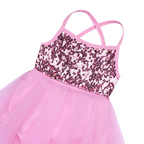 IEFIEL Vestido Lentejuelas de Danza Ballet para Niña Maillot con Falda Tul de Patinaje Artístico Gimnasia Vestido de Baile Lírica y Contemporánea Disfraz Bailarina 2-16 Años E Naranja 5-6 años