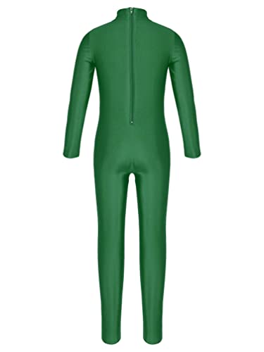 iiniim Maillot Manga Larga con Cremallera Niña Ballet Danza Gimnasia Ritmica Artística Leotardo Clásico Elástico Bailarina Leotard Mono Unitard Invierno Dancewear para Chicas Verde 5-6 años