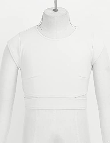 iiniim Niña Camiseta sin Mangas Cuello Alto Espalda Cruzada Abierto Prenda Gimnasia Correas Deportiva Ropa Interior de Danza Ballet Fitness Running Tank Top de Baile Elástica B Blanco 9-10 años