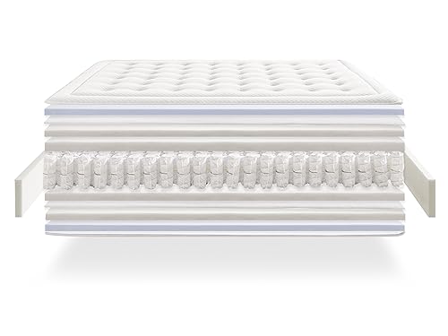 IKON SLEEP Natur Premium Colchón Muelles Ensacados, Espuma de Gel, Multicolor, 80 x 180 cm