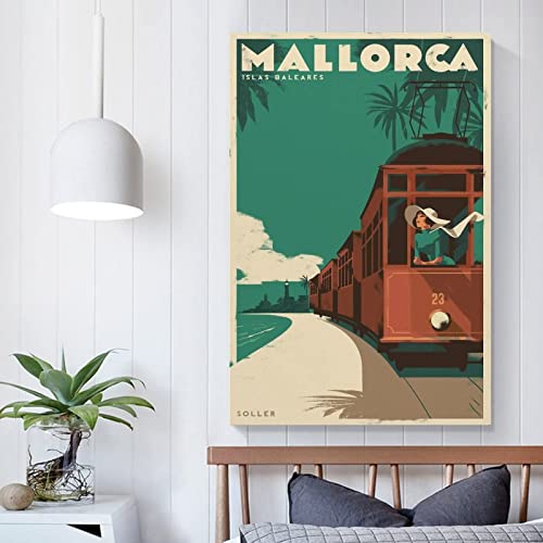 Imprimir En Lienzo Vintage Poster Mallorca Wall Art Posters para la estética de la habitación 60x90cm Sin Marco