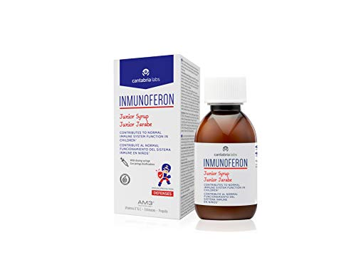 Inmunoferon Junior Jarabe - Complemento Alimenticio, Refuerza el Sistema Inmunológico, Ayuda a las Defensas, Sin Gluten, Sin Lactosa ni Proteína de Leche de Vaca, 150ml