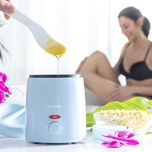 InnovaGoods® calentador de cera depilatoria, Incluye espátula de aplicación de cera depilatoria, maquina de cera caliente para depilar de 200 ml de Capacidad y 40 W de potencia.