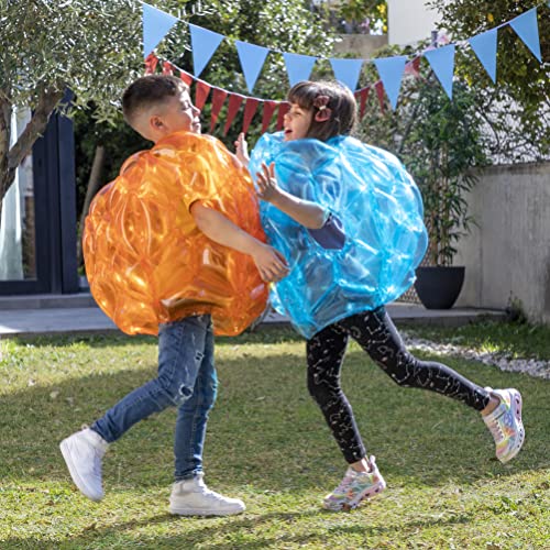 InnovaGoods® Pelota de Burbuja Hinchable BUMPOY, Bola Hinchable Pelota Humana colisión, Bola de Parachoques Inflable Azul y Naranja, Juguetes para niños, Aire Libre (2 Unidades)