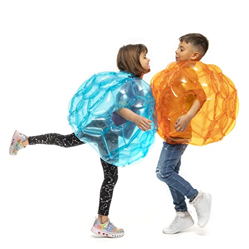 InnovaGoods® Pelota de Burbuja Hinchable BUMPOY, Bola Hinchable Pelota Humana colisión, Bola de Parachoques Inflable Azul y Naranja, Juguetes para niños, Aire Libre (2 Unidades)