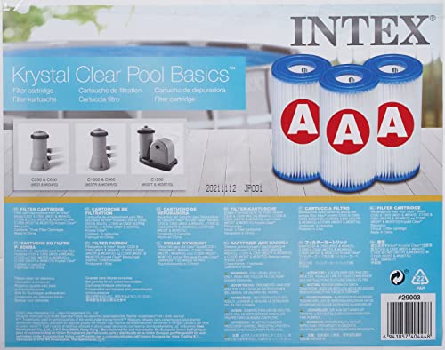 Intex 29003 -cartuchos tipo A, 10.7 x 20 cm, Color Neutro, 3 Unidad ( Paquete de 1)