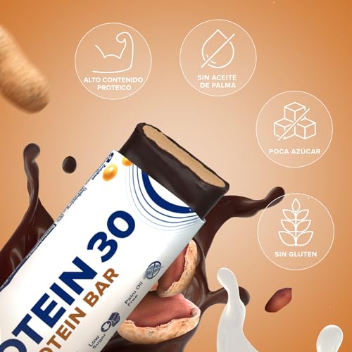 IronMaxx Proteína 30 barrita proteica- cacahuetes 24 x 35g | barrita proteica sin aceite de palma y sin gluten con vitaminas | adecuado para una alimentación baja en azúcar y carbohidratos