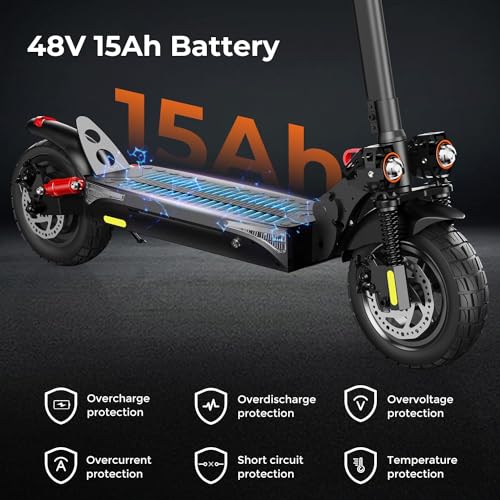 iScooter Patinete Electrico Adultos ix4, Autonomía 45 km, Carga 150kg, Control de App, Neumáticos Todoterreno 11", Patinete Electrico Plegable con Absorción de Impactos Cuádruple, Frenado Quíntuple