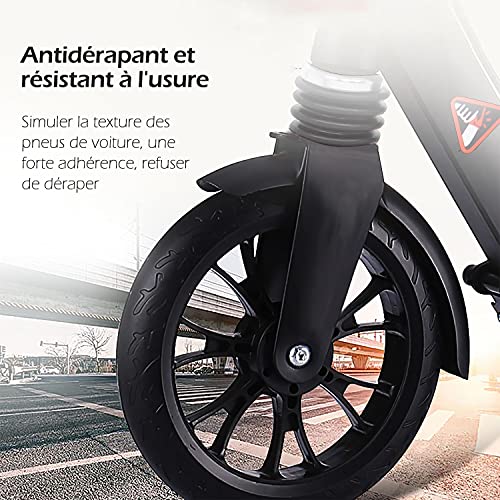 ISE Patinetes Plegable de 2 Grandes Ruedas, Kick Scooter de Manillar Ajustable 93-107cm con 200mm Ruedas y Freno de Guardabarros Trasero&Mano, Máx 100kg, Negro&Rojo, SY-SC002