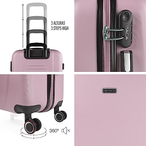 ITACA - Maletas de Viaje Grandes 23 Kilos - Maleta Grande de Viaje Rígida 4 Ruedas - Maletas Grandes de Viaje de ABS Resistente y Ligera 71170, Rosa