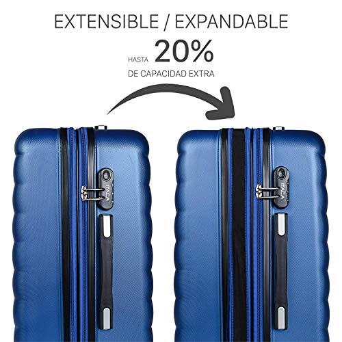 ITACA - Maletas de Viaje Grandes 23 Kilos - Maleta Grande de Viaje Rígida 4 Ruedas - Maletas Grandes de Viaje de ABS Resistente y Ligera 71270, Azul
