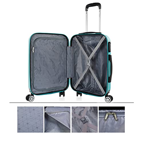 ITACA - Maletas de Viaje Grandes 23 Kilos - Maleta Grande de Viaje Rígida 4 Ruedas - Maletas Grandes de Viaje de ABS Resistente y Ligera T71570, Verde Menta