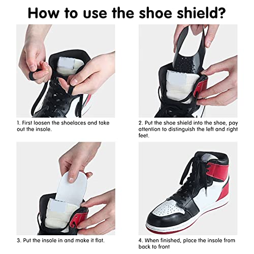 iYInJuan 6 Pares Escudo de Zapatos, Protectores para Zapatillas de Deporte, Protectores Antiarrugas para Zapatos, Prevenga Hendidura del Pliegue del Calzado Deportivo, Hombres/Mujeres (Negro + Blanco)