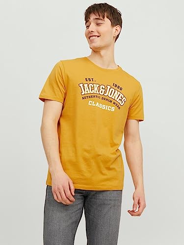 Jack & Jones Jjelogo tee SS O-Cuello 2 Col Aw23 Sn Camiseta, Honey Gold, M para Hombre