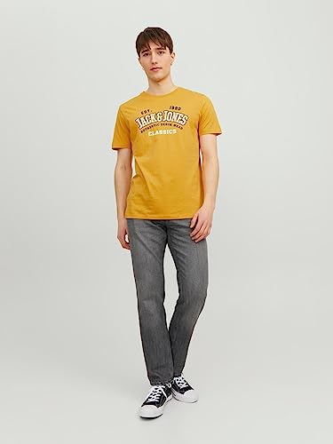 Jack & Jones Jjelogo tee SS O-Cuello 2 Col Aw23 Sn Camiseta, Honey Gold, M para Hombre