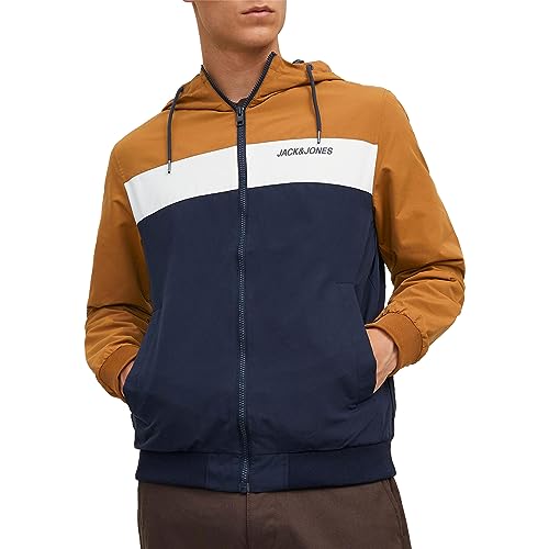 JACK & JONES Jjerush Blocking Hood Bomber Noos Chaqueta, marrón, XL para Hombre