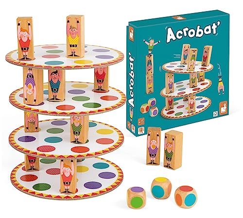 Janod - Acrobat' - Juego de Habilidad y Estrategia, Juegos de Mesa para Niños, Concentración y Motricidad Fina, para 2 Jugadores O Más - Desde Los 5 Años, J02757