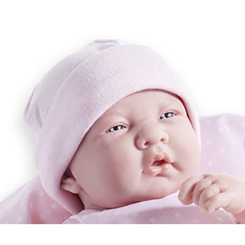 Jc Toys 102-18541 - Muñeca niña, Cuerpo de goma vestido rosa con lunares, 36 cm , color/modelo surtido