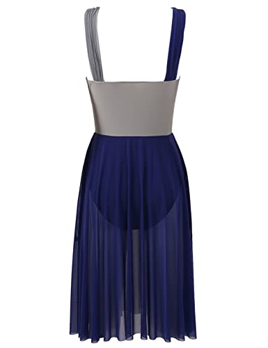 JEATHA Vestido de Danza Ballet para Mujer sin Manga Maillot con Falda Tul Leotardo Gimnasia Rítmica Vestido de Danza Lírica y Contemporánea XS-XXL Azul M