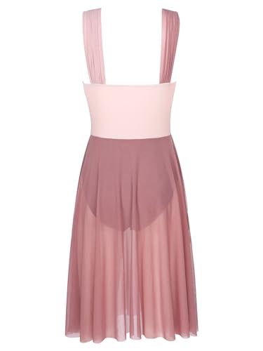 JEATHA Vestido de Danza Ballet para Mujer sin Manga Maillot con Falda Tul Leotardo Gimnasia Rítmica Vestido de Danza Lírica y Contemporánea XS-XXL Marrón XS