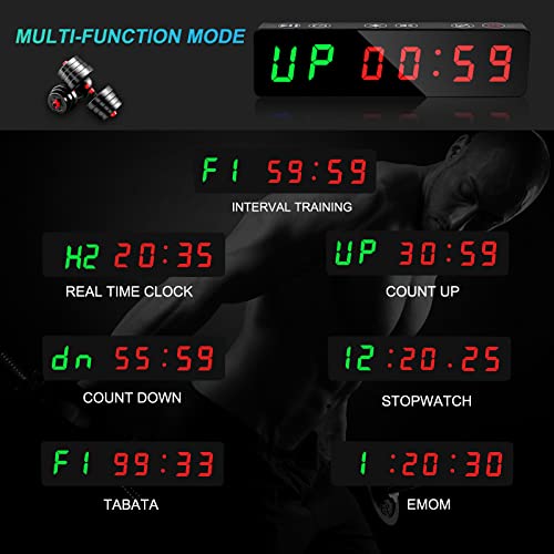 Jhering Temporizador de Gimnasio portátil, Reloj de Entrenamiento con batería Recargable, imán Integrado, Cuenta atrás para Gimnasio en casa, Garaje, Entrenamiento a intervalos, EMOM, Boxeo