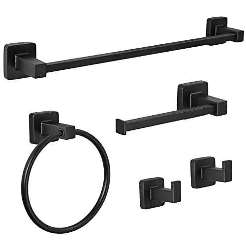 JiGiU Toalleros Baño 40cm Juego de Accesorios Baños Acero Inoxidable 304 Toallero Perforado Soporte de Papel Higiénico, Ganchos para Toallas, Kit de Accesorios de Baño Resistentes para Baño Cocina