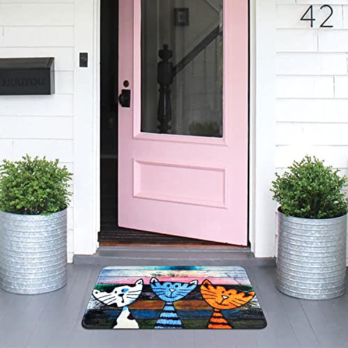 JJUUYOU Felpudo gato antideslizante Funnt-lavable felpudo gatos para exterior/interior absorbente personalizado felpudo duradero antideslizante corto felpa con lana fieltro