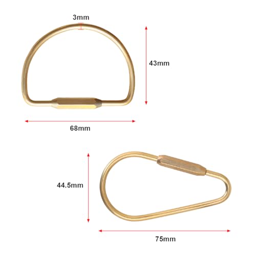 JNNJ 2 Piezas Llavero Coche, Llaveros En Forma D Latón, Coche Universal Llavero Desmontable Para Hombres Y Mujeres, Llaveros Latón Macizo, Para La Mayoría Llaves, Monederos, Bolsos Mano