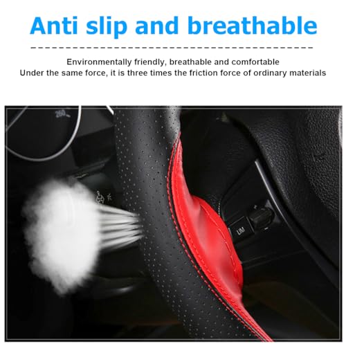 JNNJ Funda Volante Coche, Cubierta De Volante De Cuero De Microfibra, Cubre Volante Sport Antideslizante Transpirable, Funda Volantes Coche Universal para Todos Los Volantes Estándar(Rojo)