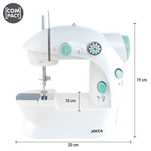 Jocca - Máquina de coser portátil con Kit de Costura de 48 Accesorios | Máquina de coser pequeña | Fácil de usar | Doble puntada | Pies antideslizantes | Puntada de refuerzo